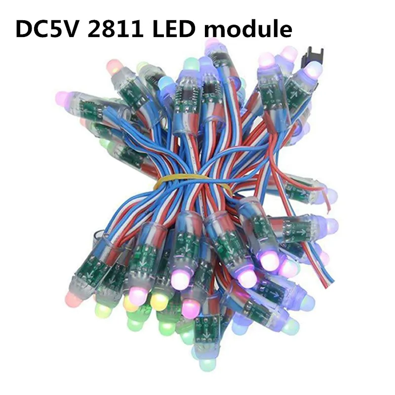 

50pcs 12mm WS2811 Full Color LED Pixel Light Module DC 5V input IP68 waterproof RGB color 2811 IC Digital LED christmas Light