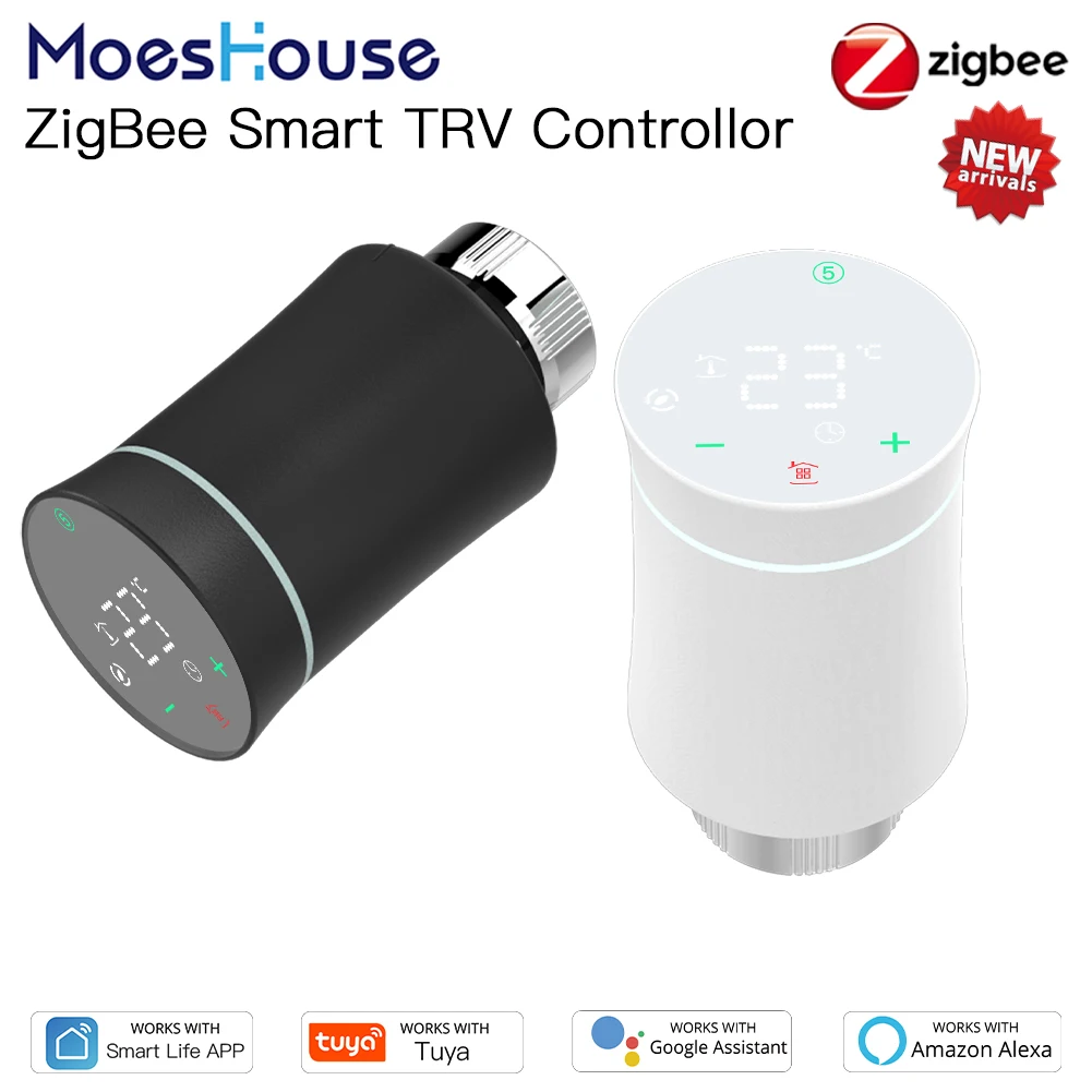 MoesHouse-válvula actuadora de radiador Tuya ZigBee3.0, termostato programable inteligente, calentador de temperatura, TRV, Alexa, Control por voz