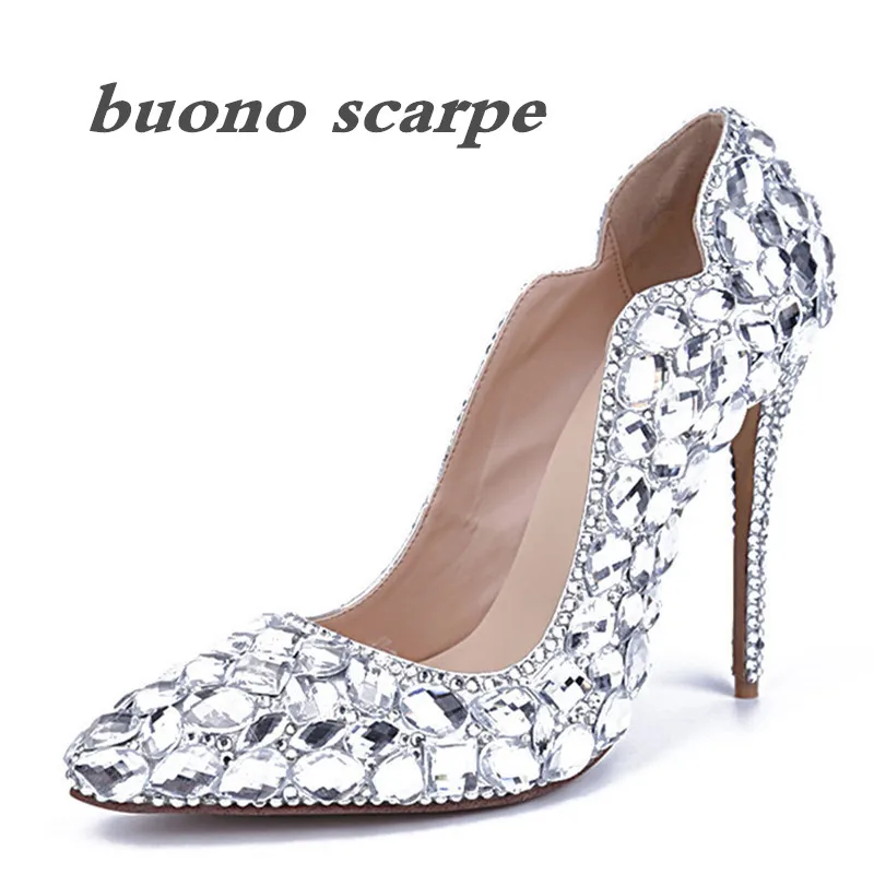 

2019 new sequined high-heeled pointed fashion banquet wave-shaped high heels