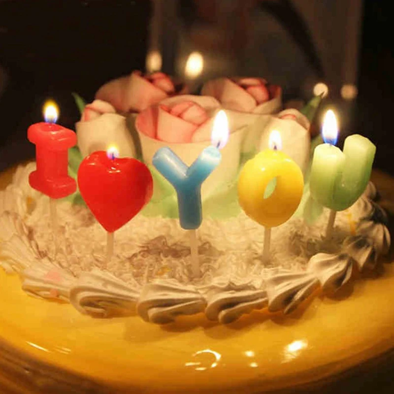 Birthday Confession Romance I Love You Letter Candles Novelty Anniversary Wedding Romantic Candles Party Decor Candles 5