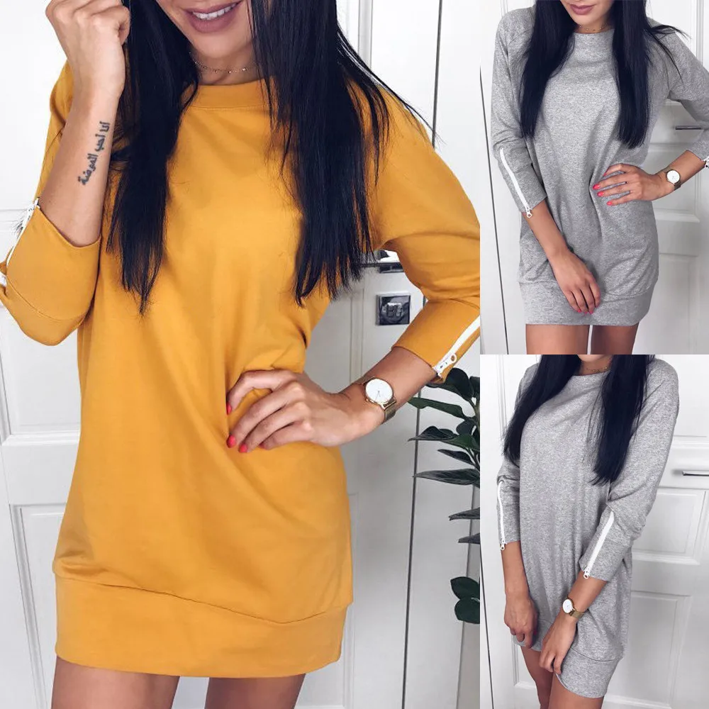 

Fashion Women Casual Long Sleeve Dress Hoodies Jumper Pullover Ladies Sweatshirt Tops Women Winter Fall Clothes 2019