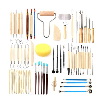

61sets Arts Crafts Clay Sculpting Tools Pottery Carving Tool Set Pottery &amp Ceramics Wooden Handle Modeling Clay Tools