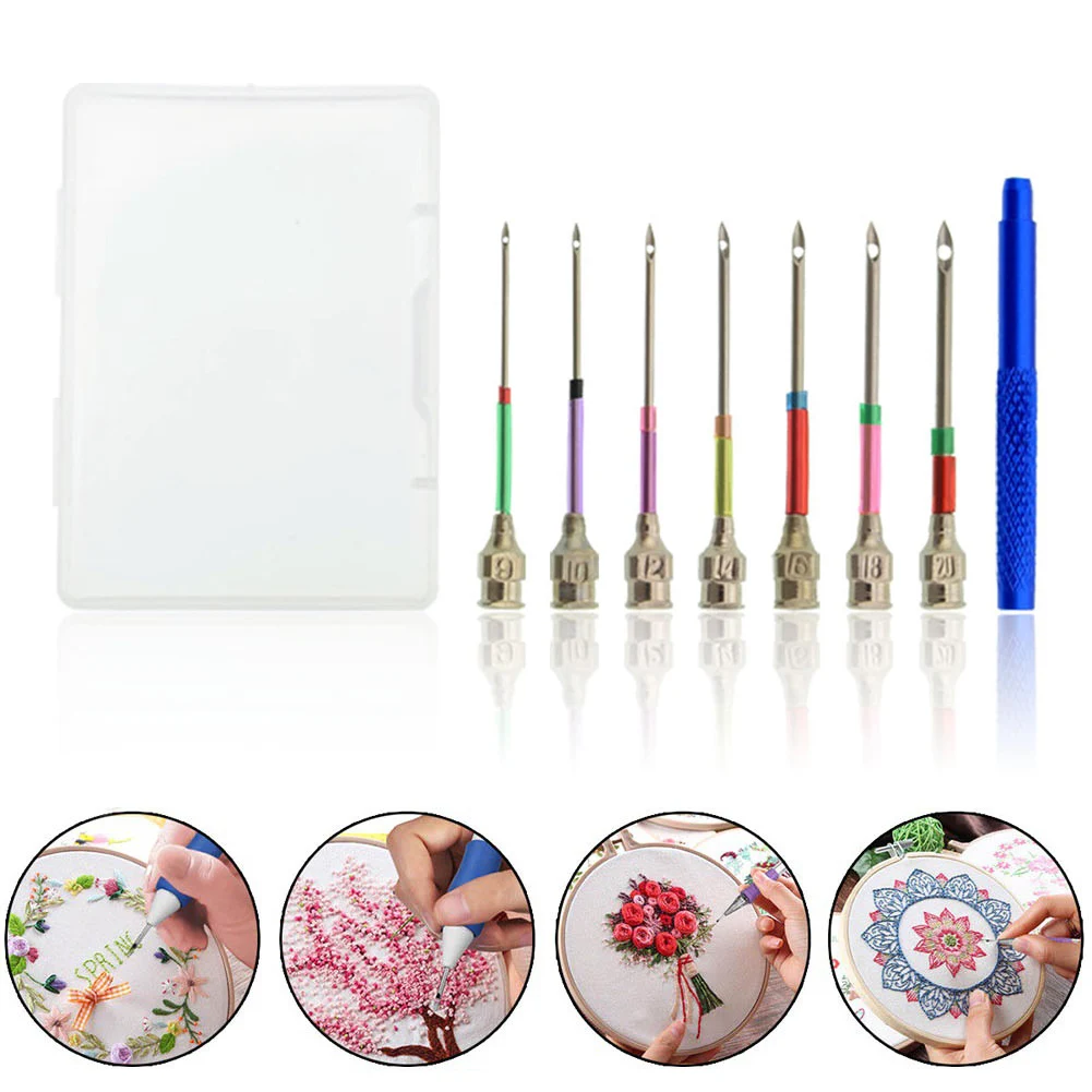 

Punch Needle Tool 7/10/3 Sizes Embroidery Punch Needle Threader for Embroidery Floss Poking Cross BDF99