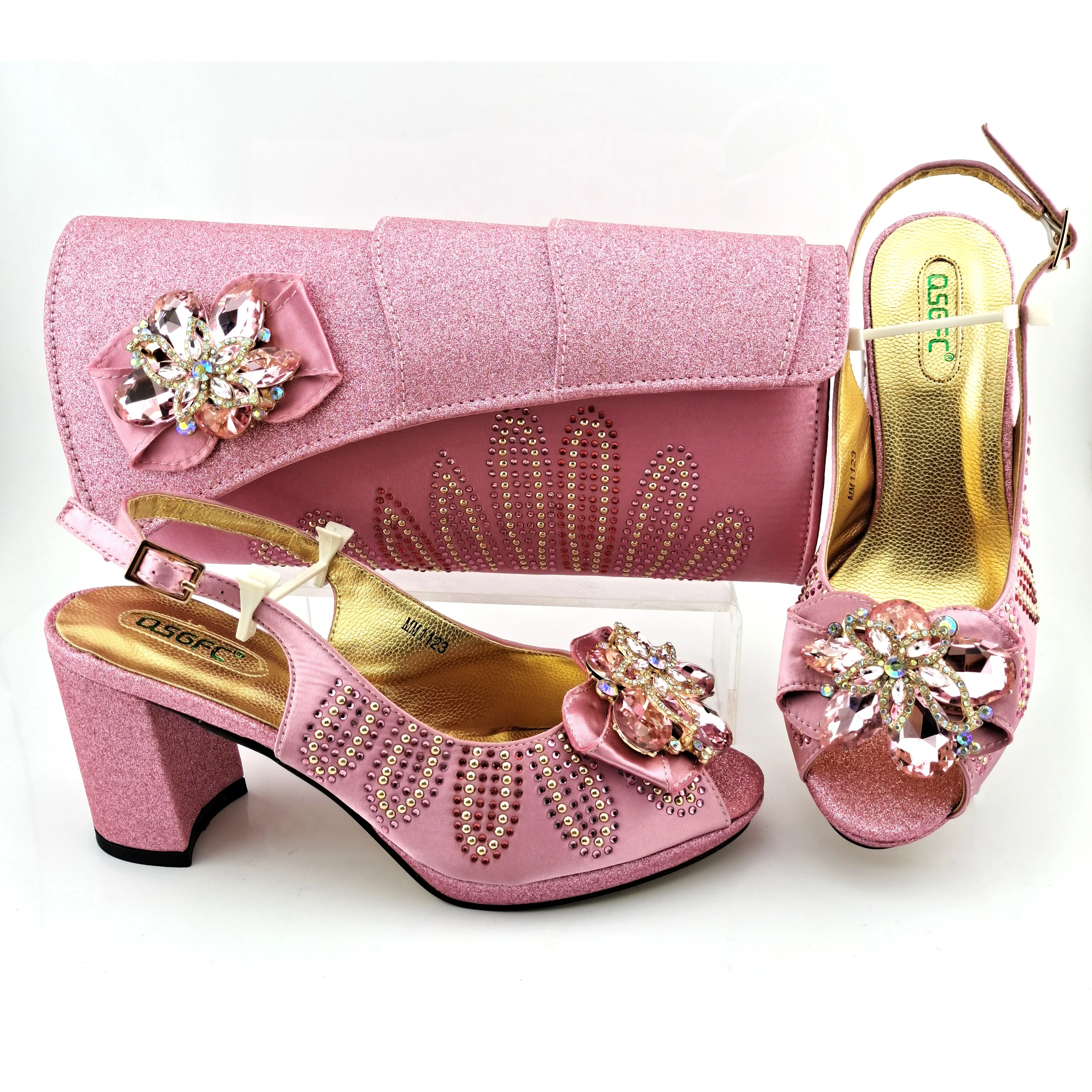 

Newest Italian Design Women High Quality African Wedding Shoes Nigerian Matching Shoes and Bag Sets
