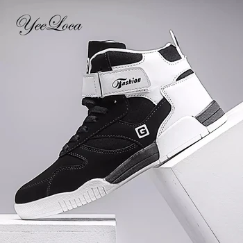 

New 2020 High Top Sneakers Men Casual Shoes Breathable White Shoes Black Leather Trainer Men Chaussure Homme Mens Shoes Casual