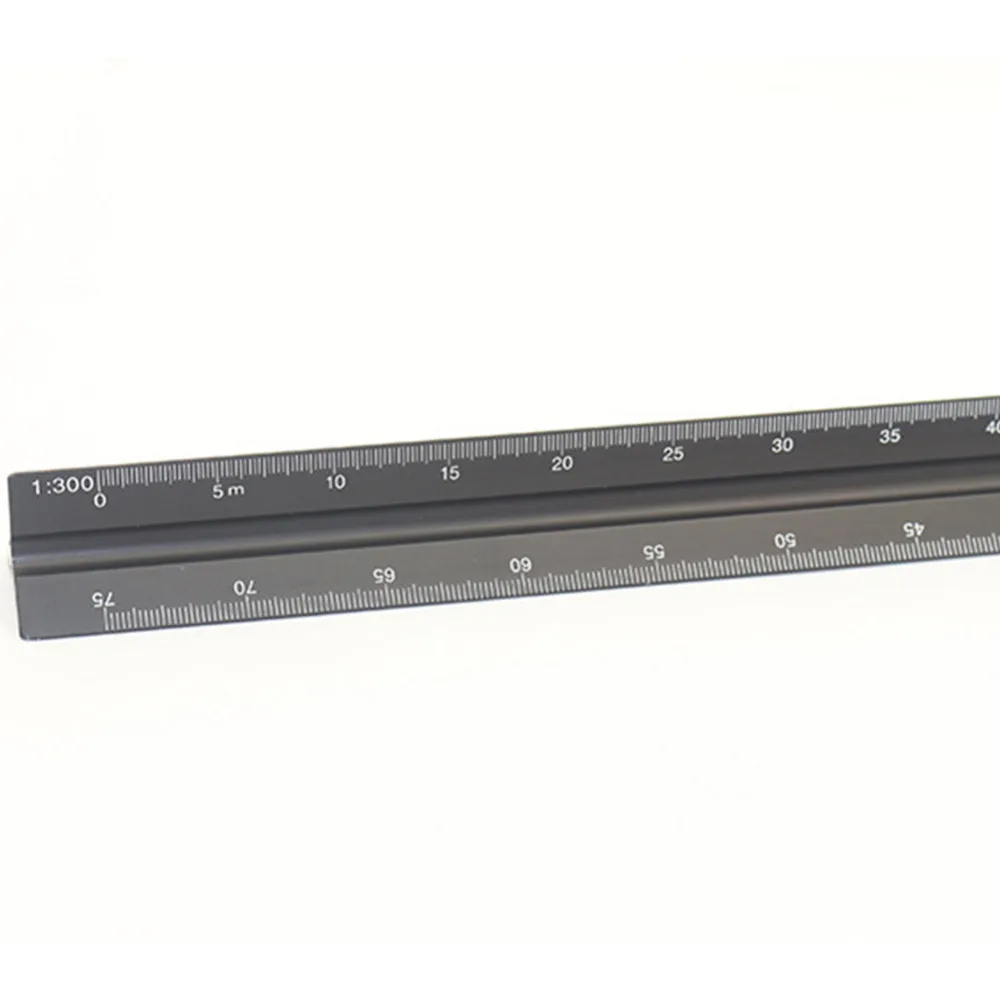 1 Pcs Drawing Triangular Scale aluminum alloy Precision Ruler Multifunction Design Drawing Measurement Tool 30cm