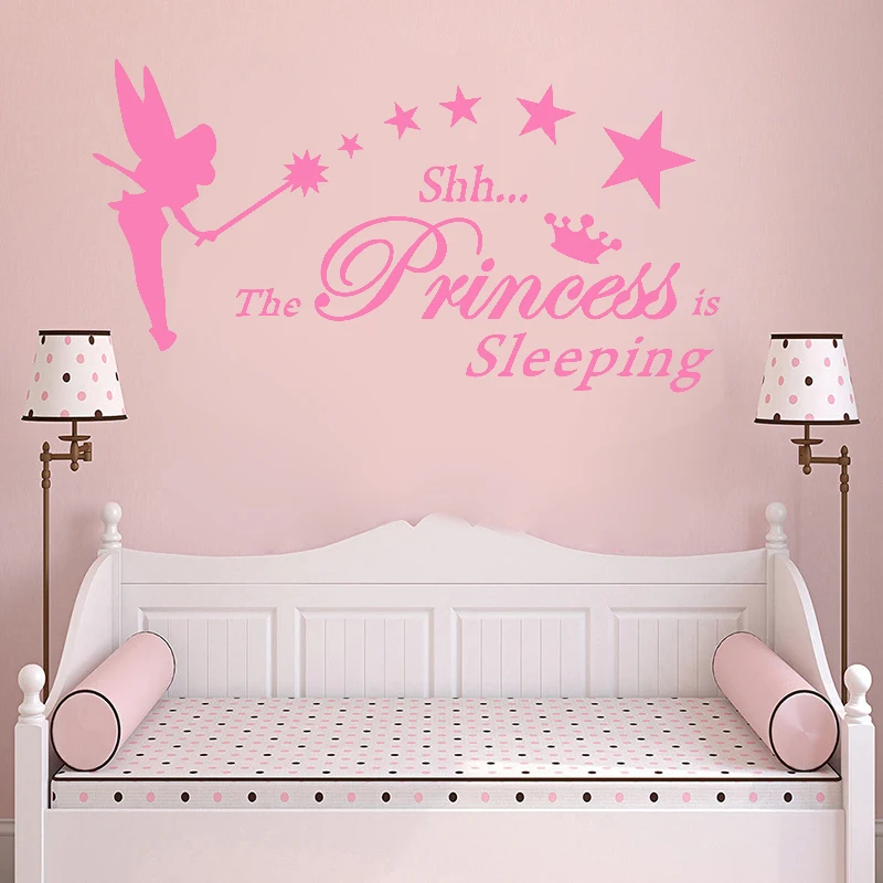 Personalised Name Wall Stickers Girls Bedroom Princess Custom Vinyl Art Kids DIY 