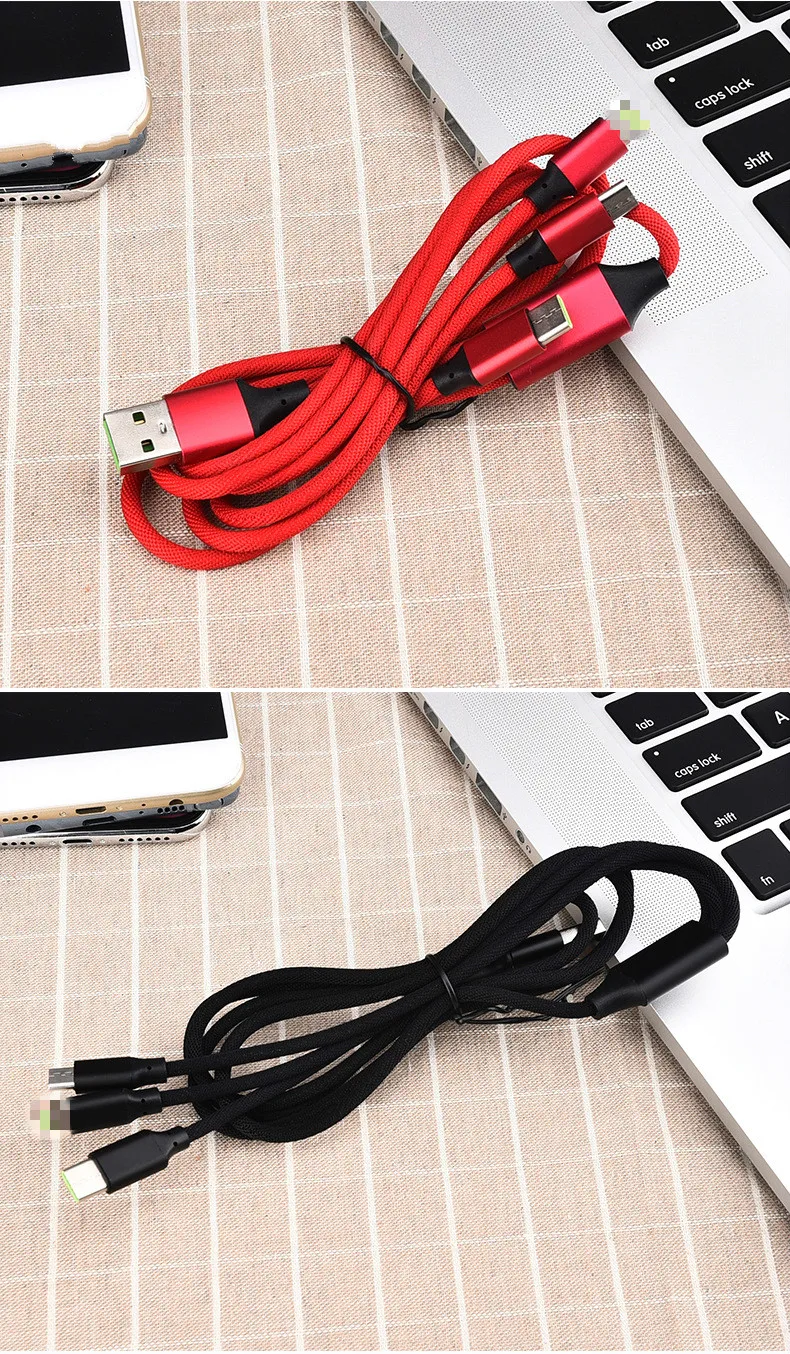3 в 1 быстрый Micro usb type C кабель для передачи данных для samsung Galaxy Универсальный телефон 3A освещение зарядки Кабели для IPhone X 8 HuaWei LG