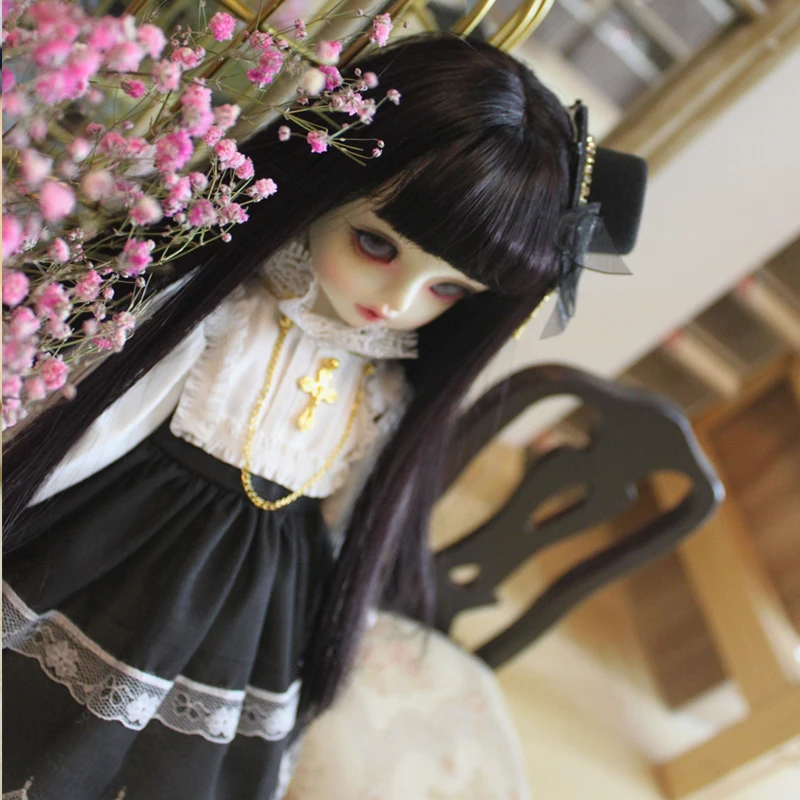 BJD clothes 1/6 black color 1/4 doll dress+ hair band for 1/6 YOSD 1/4 BJD Blyth doll accessories doll clothes