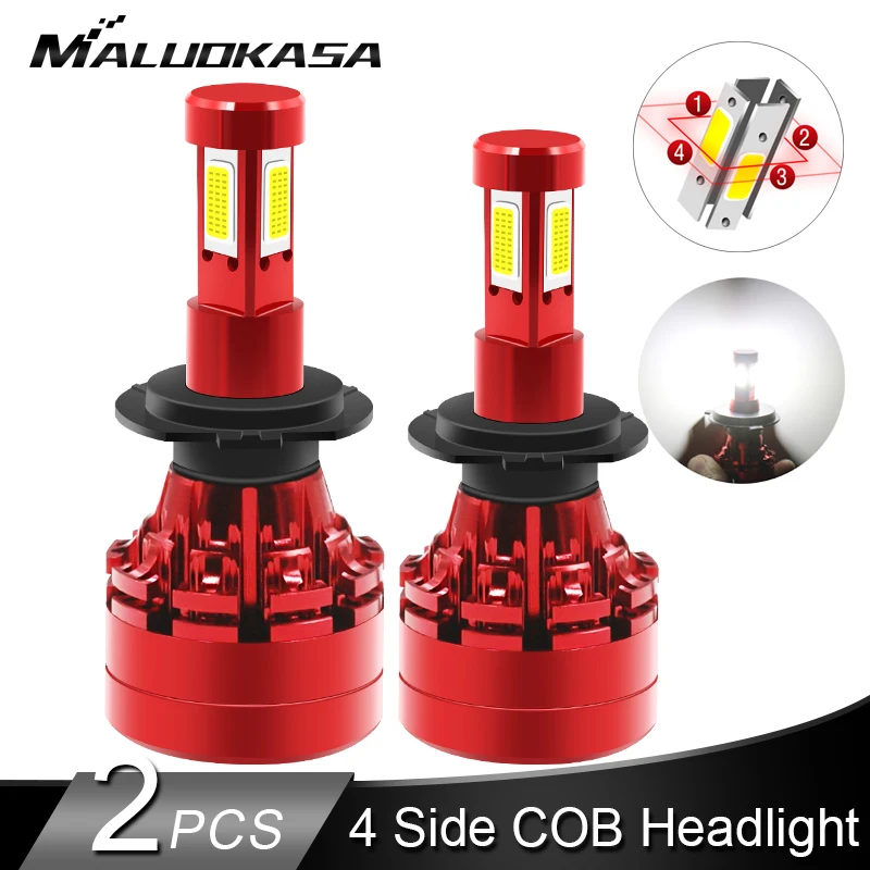 2PCS LED 360 H7 Headlight Bulb 16000LM 4 Side COB LED H4 H1 H11 H8 HB3 HB4 Auto Fog Lights 12v 24v Car Lights for Hyundai/Skoda