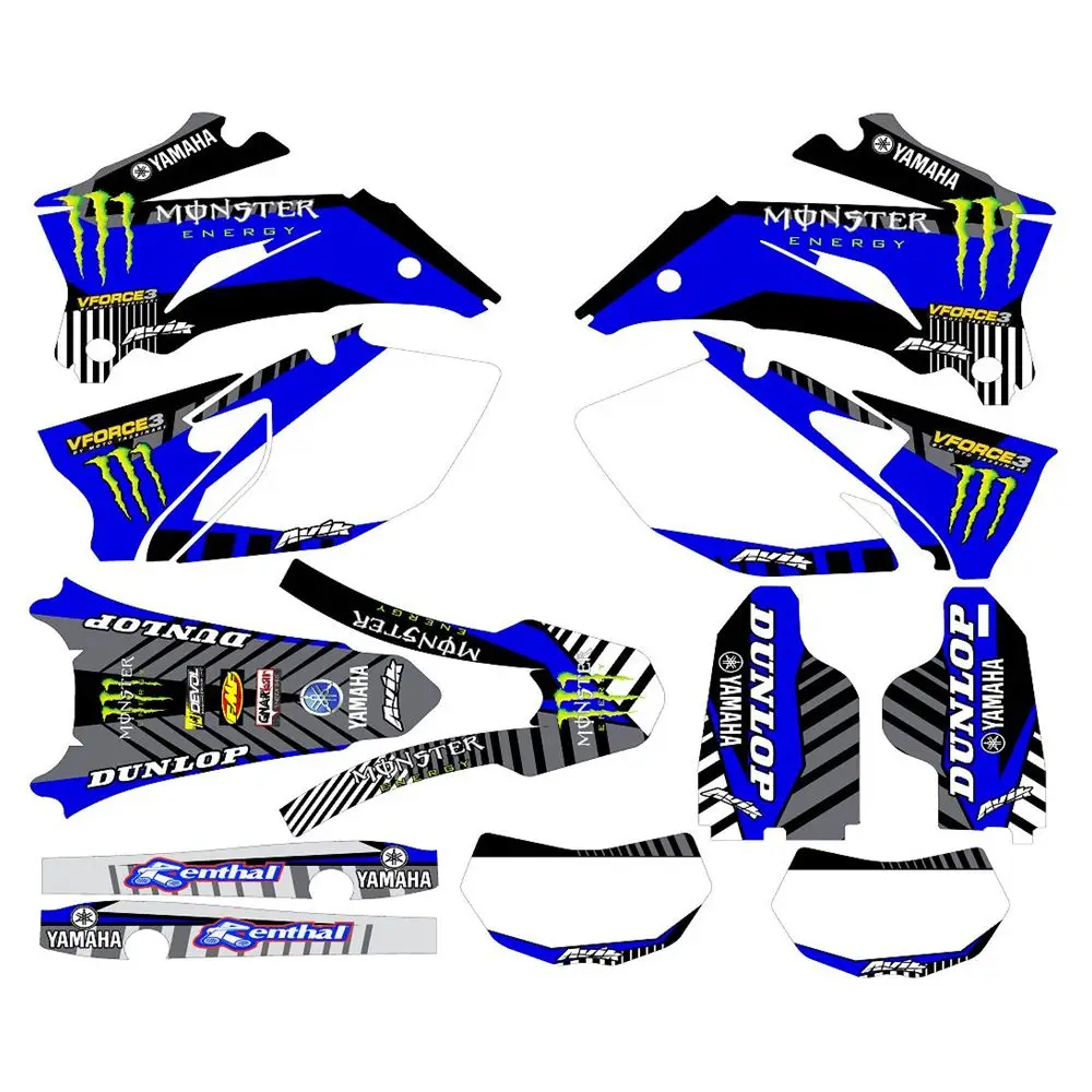 

New Full Graphics Decals Stickers Custom Number Name 3M Bright Matte Waterproof For YAMAHA WR250F 2007-2014 for 450F 2007-2011
