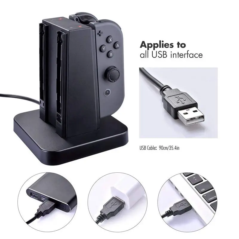 4 в 1 USB зарядная станция для nintendo Switch Joy-con, usb зарядная док-станция с Светодиодный индикатор