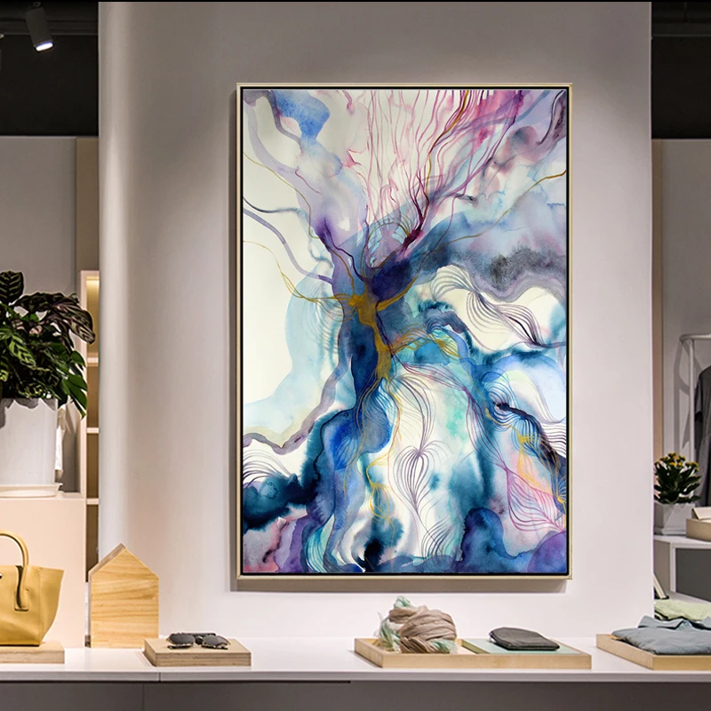 

ART Abstract Painting Colorful Clouds or Flowers Poster Wall Art Posters Room Decoration Picture For Home Canvas Pictures