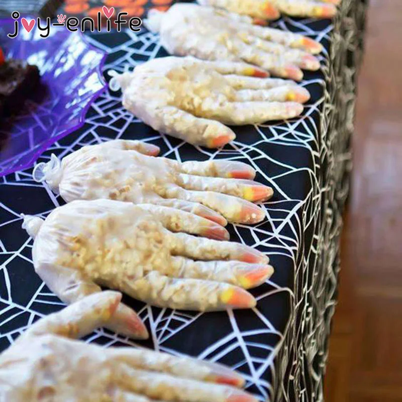 20 штук Хэллоуин призрак перчатки сумки конфеты белые латексные перчатки подарочные пакеты для лечения или трюк украшения для Хэллоуин-вечеринки принадлежности