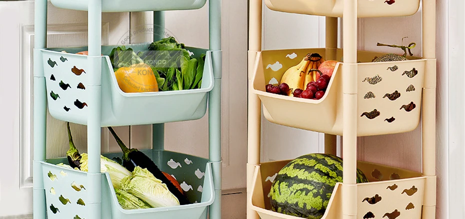 Konco кухонный стеллаж для хранения фрукты овощи корзина органайзер для ванной комнаты полка Съемная с колесами кухонные крючки