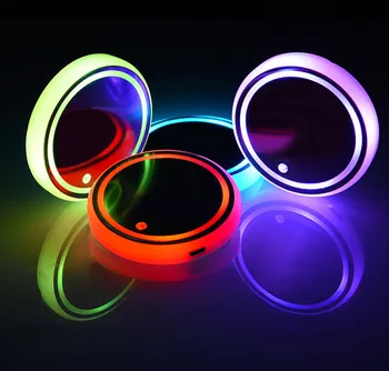 

2PCS Universal LED Car Cup Holder RGB Light Mat Pad Drink Coaster Interior Decoration Car Cup Pad LED Car Atmosphere Light