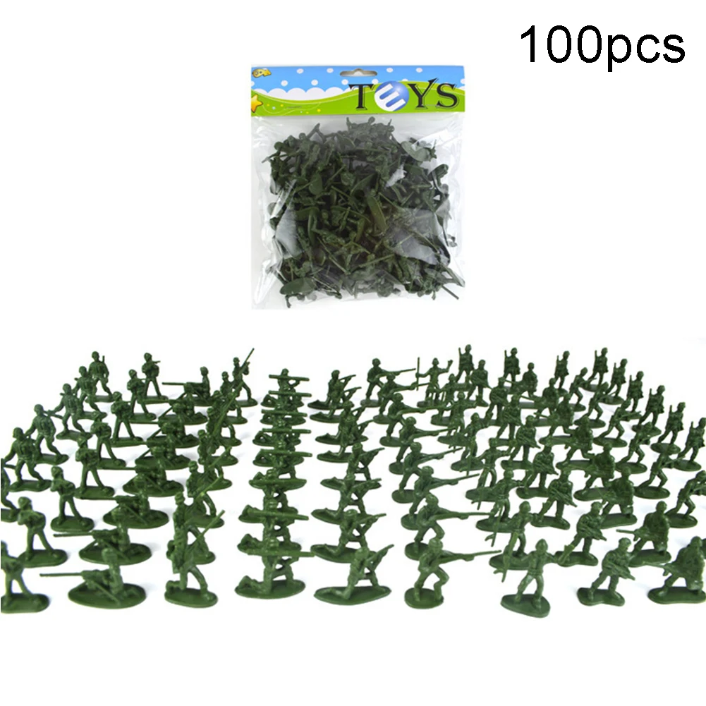 100Pcs Mini Classic Military Soldiers Figures Models Playset Desk Decor Toddler Army Men Kids Toy Gift Accessories Children Toy