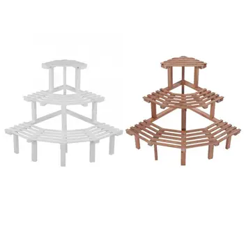 

3 Tier Corner Flower Pot Stand Durable Natural Pine Wood Garden Rack Plant Display Shelf