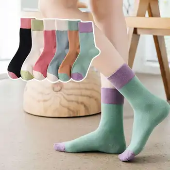 

Autumn and winter new women's socks trend socks urban trend cotton color contrast medium tube socks