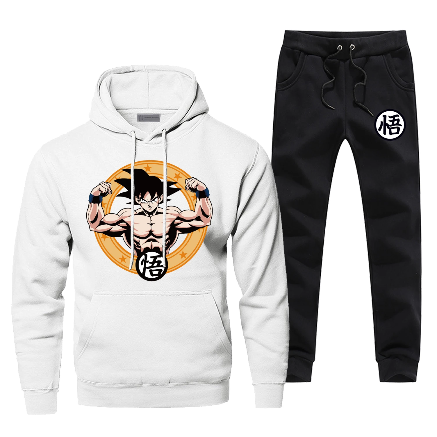 Японский аниме принт Dragon Ball Z полный мужской спортивный костюм Harajuku модная спортивная одежда повседневный комплект из 2 предметов спортивный костюм уличная одежда