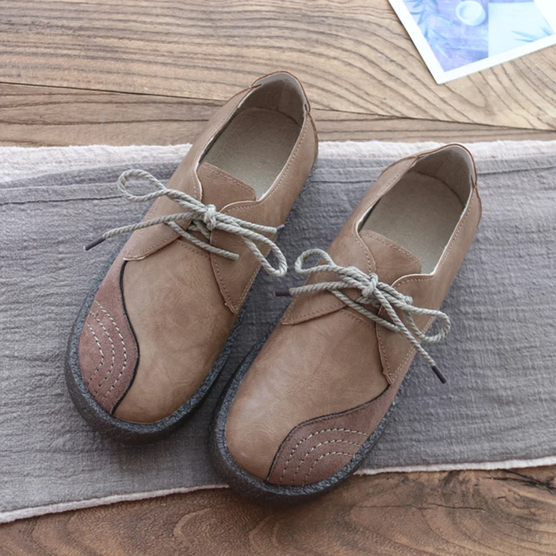 Mori Retro Low-help Casual Shoes Lace-Up Single Shoes Soft Bottom Comfort Breathable Student Flat Shoes Literary Womens Shoes