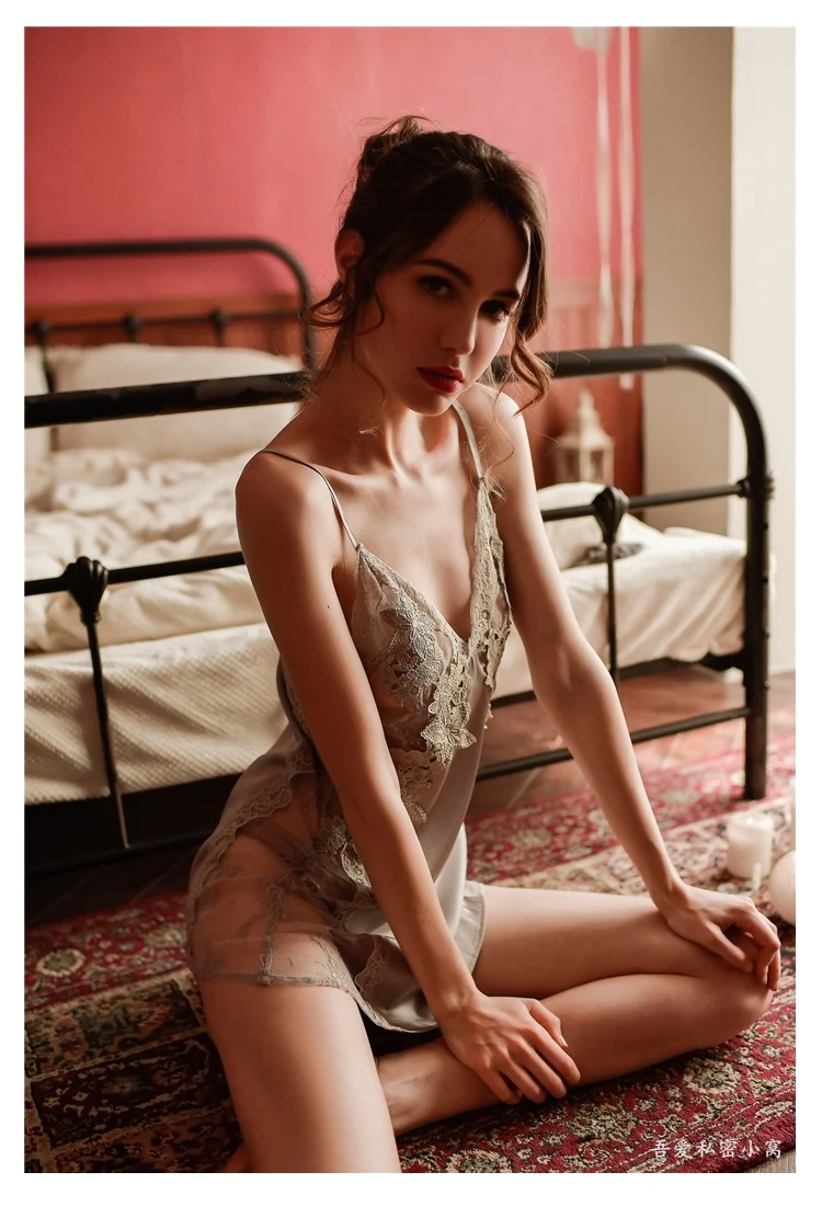 Victoria Young/Женские французские кружевные сексуальные ночные сорочки на бретельках, летнее спальное платье, горячее соблазнительное нижнее белье, ночная рубашка