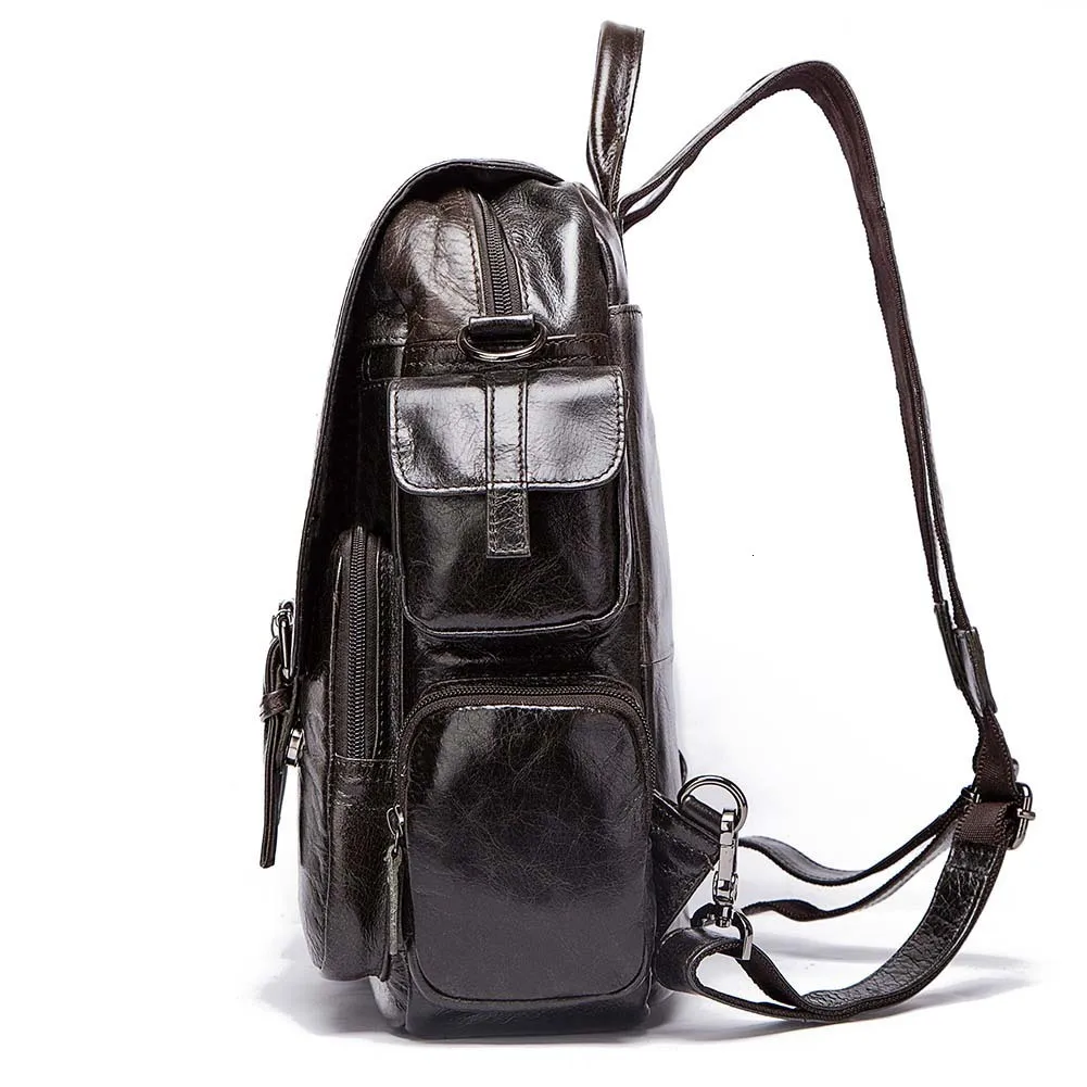 Genuine Leather Both Shoulders Baotou Layer Cowhide Backpack Will Capacity Ectropion Cover Bag school bags girls free shipping