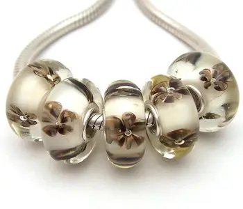 

YG363 5X 100% Authenticity S925 Sterling Silver Beads Murano Glassbeads beads Fit European Charms Bracelet diy jewelry Lamp-work