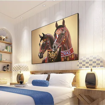 

Modern minimalist animal brown horse art oil painting living room home decoration painting