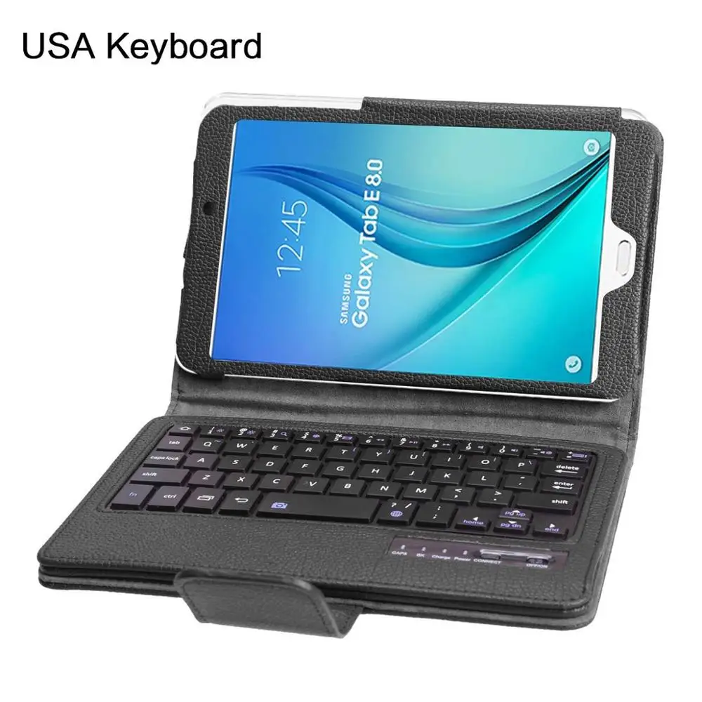 Съемный Bluetooth для samsung Tab E 8,0 T377 Клавиатура чехол Подставка для samsung Tab E 8,0 T377 Беспроводная крышка клавиатуры - Цвет: black