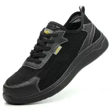 Large Size Summer Safety Shoes for Men Casual Breathable Steel Toe Caps Working Shoe Construction Site Worker Security Boots Man