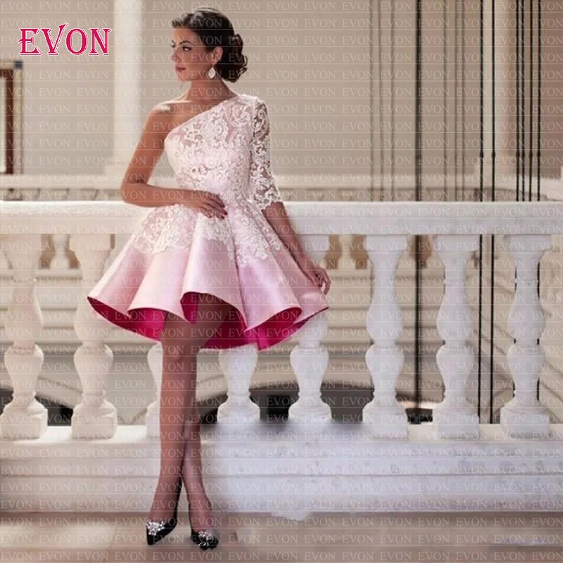 Vestidos de gala короткие кружевные атласные платья на одно плечо для выпускного вечера вечерние Vestidos de graduacion платье для выпускного вечера на заказ