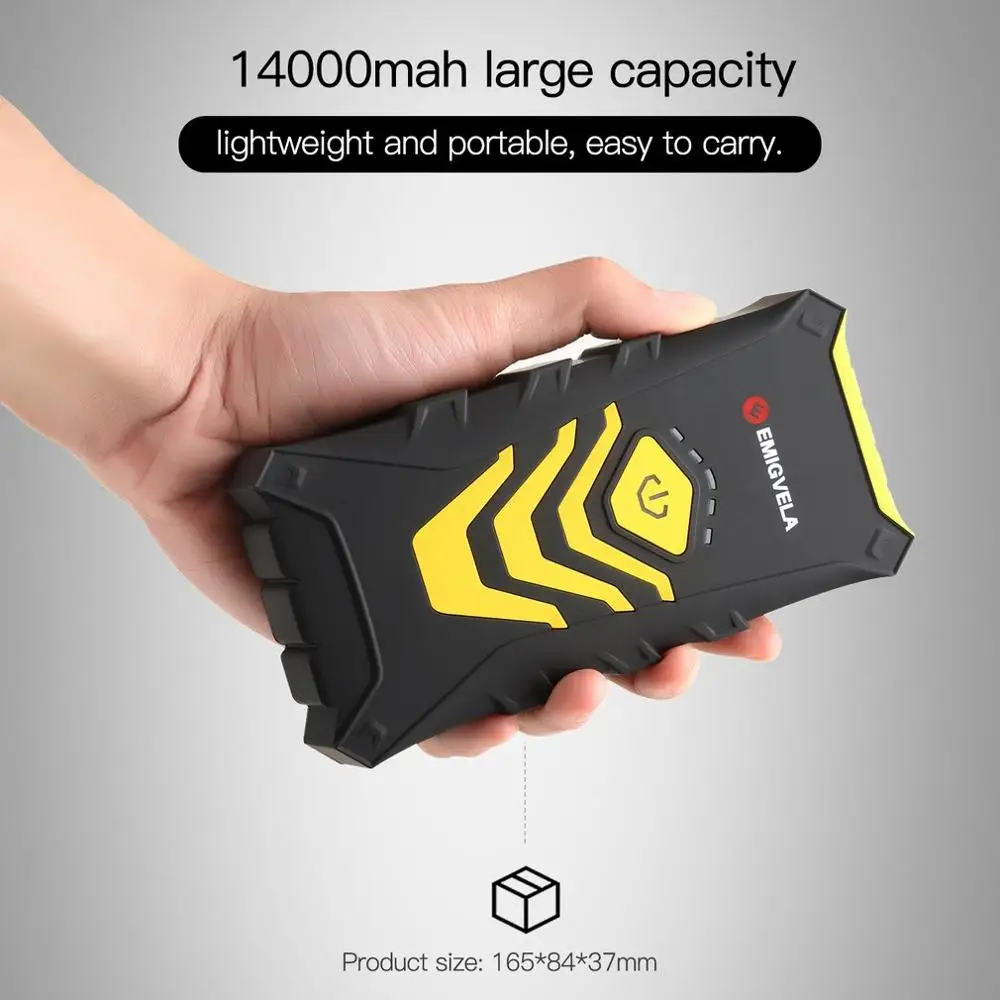 Многофункциональный автомобильный Jump Starter Kit 14000 мА/ч, два USB выхода, Мощность банк аварийный усилитель аккумулятора с светодиодный фонарик