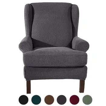 

Sloping Arm King Back Chair Cover Elastic Armchair Wingback Wing Sofa Back Chair Cover Stretch Protector Slip Cover Protector