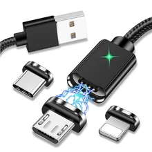 Магнитный usb-кабель для зарядки KSTUCNE Micro Usb type C для быстрого зарядного устройства с магнитом Lightning 3a для iphone samsung Redmi Note 7 8