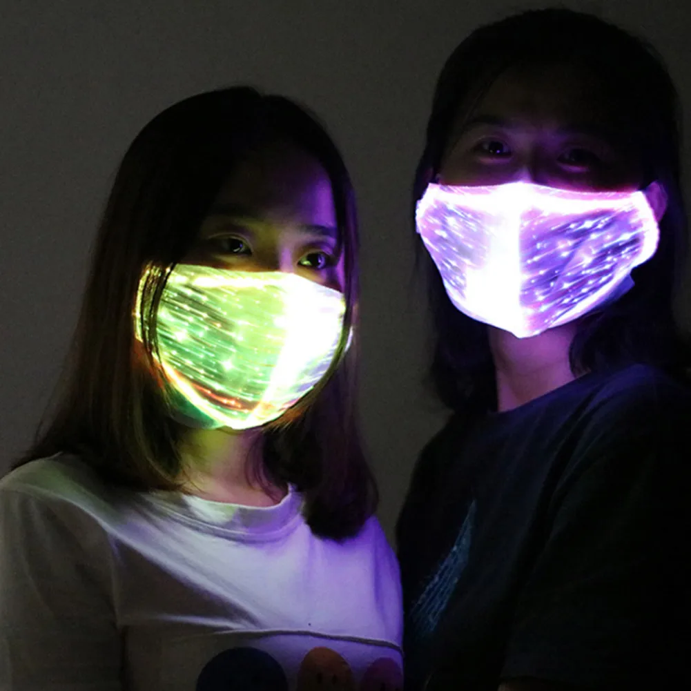 

LED Flashing Mask Chargeable Colorful Dust Mask Fiber Optic Fabric Mask PI669