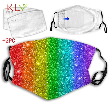 

Rainbow Face Mask with 2 Filters Pad Nose Clip Mouth Protection Ship to US Maski Fashion Dustproof Riding Outdoor Mask for Adult