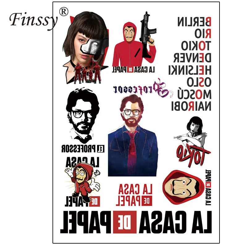 

Money Heist The House of Paper La Casa De Papel Tattoo for Women Tokyo professor Print Sticker for Men Kids