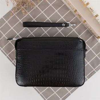 

Fancy Genuine Alligator Belly Skin Zipper Closure Authentic Crocodile Leather Businessmen Clutch Purse Male Large Wristlets Bag