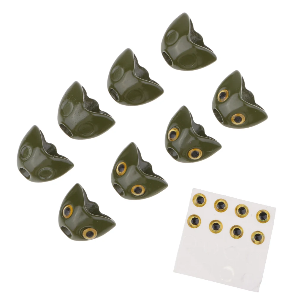 8 Set Fish Head 3D Fishing Lure Holographic Eyes Fly Tying Jig DIY Craft Made of Alloy Material Soft Lures Making Accessories