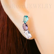 Серьги-гвоздики newraos с натуральным кристаллом, Геометрические Квадратные серьги для пирсинга, Разноцветные серьги для женщин, модные ювелирные изделия EFX008172