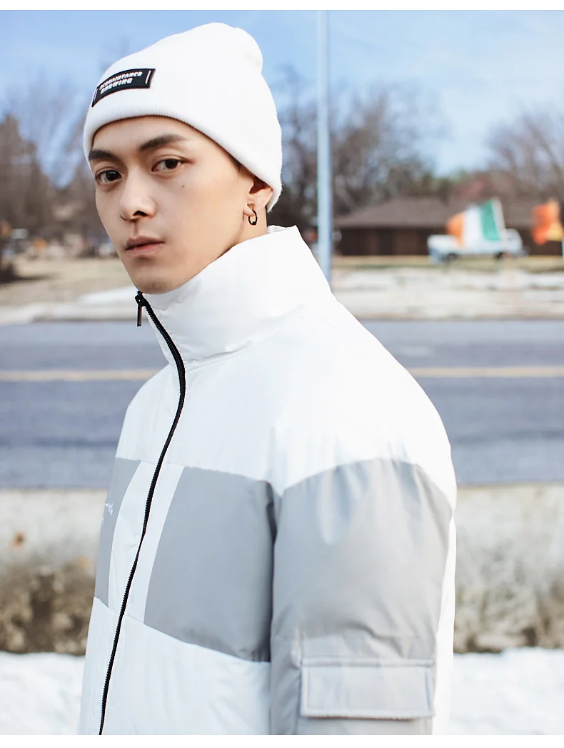 Зимняя уличная Куртка парка с подкладом Мужское пальто с капюшоном ветровка одежда оверсайз Новая модная куртка с цветными вставками