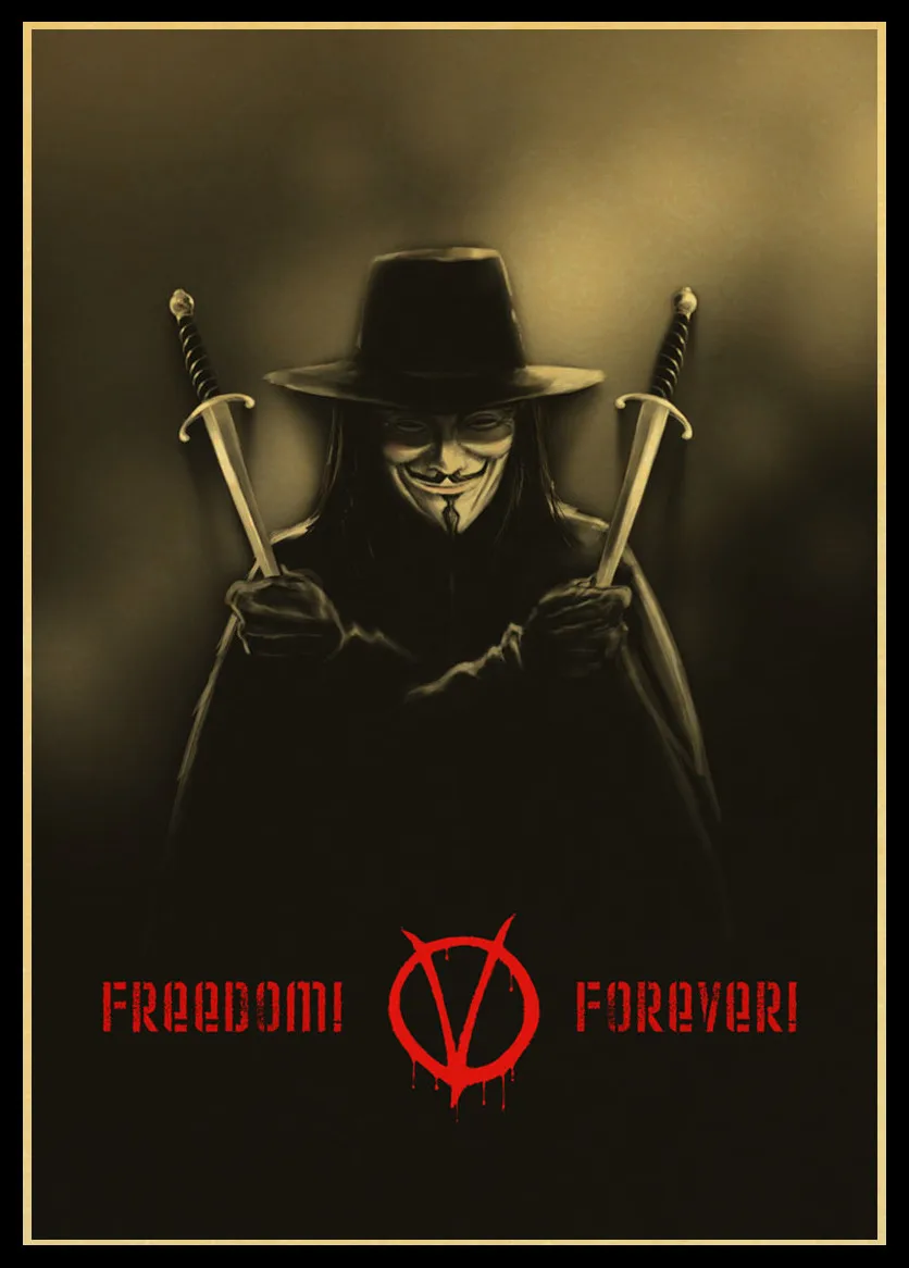 V для Vendetta постер классический фильм ретро Kraftpaper настенный Декор дома Бар
