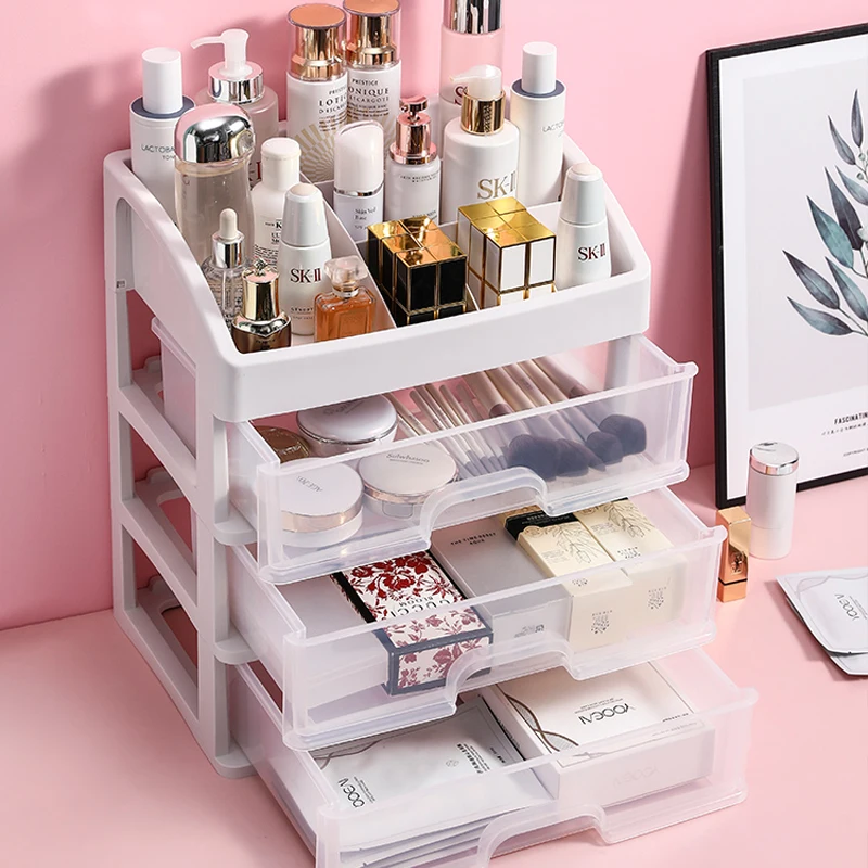 Make Up Case Jewelry Container Cosmetic Storage Box Makeup Organizer Drawers Jewellery Brush Holder Lipst | Дом и сад