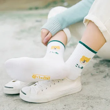 

summer Funny Socks Women Cotton Cartoon Cute Socks Long Harajuku Socks Art thin White Socks Cool