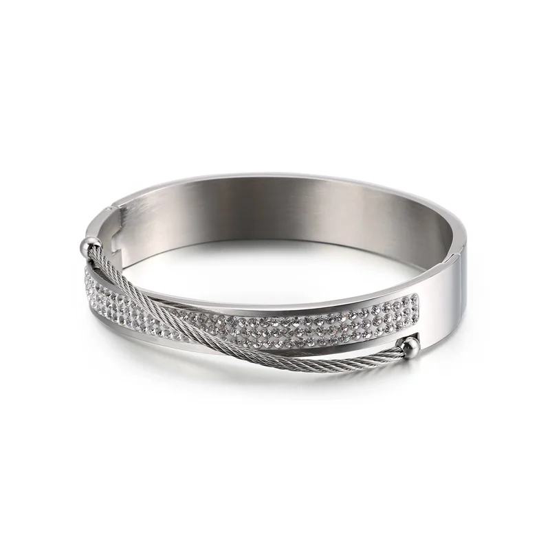 Модный Золотой кабель провод браслет Joyeria Acero Inoxidable Mujer кубический циркон внутренний размер 60 мм бразильские ювелирные аксессуары