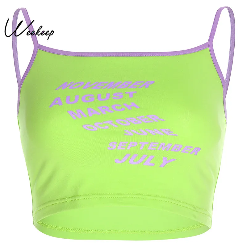Weekeep с буквенным принтом короткий топ для женщин Bodycon Patchwork открытая спина Уличная Сексуальная кроп-Топ для женщин