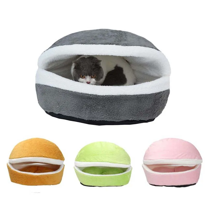 Removable Cat Sleeping Bag Sofas Mat Hamburger Dog House Cotton Kitten