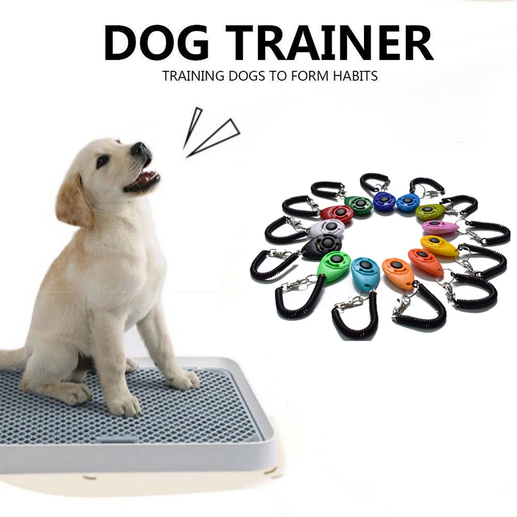New Portable Dog Whistle Cat Button Clicker Trainer Agility Aid Wrist Strap