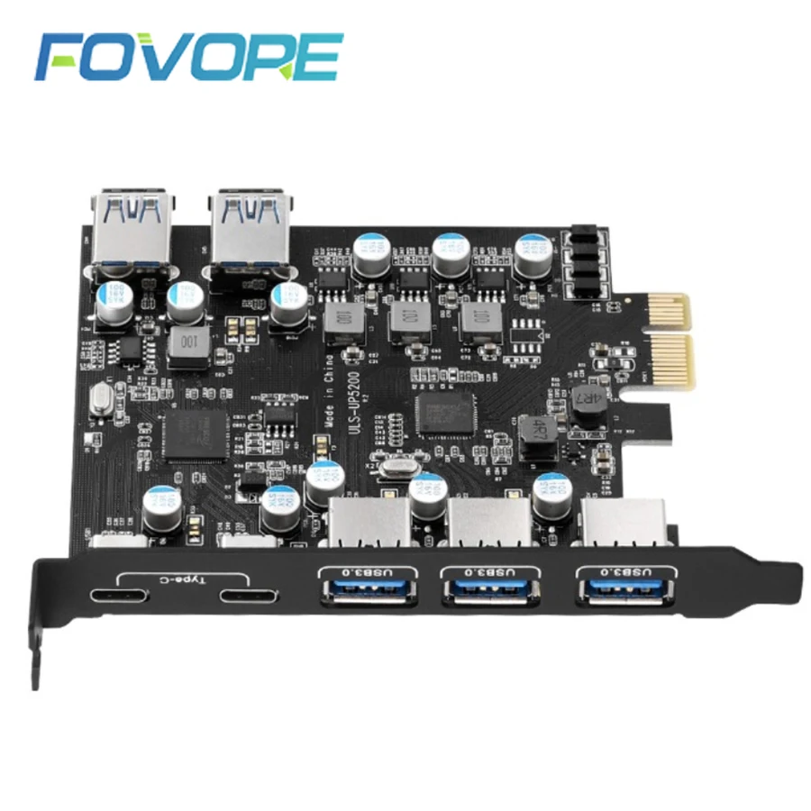 Переходник PCI E на 5 портов USB 3 с двумя портами 3.1 Type-c Express USB3 Расширительная карта